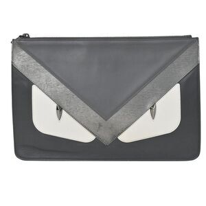 Fendi Monster Pouch Bag in Black Leather